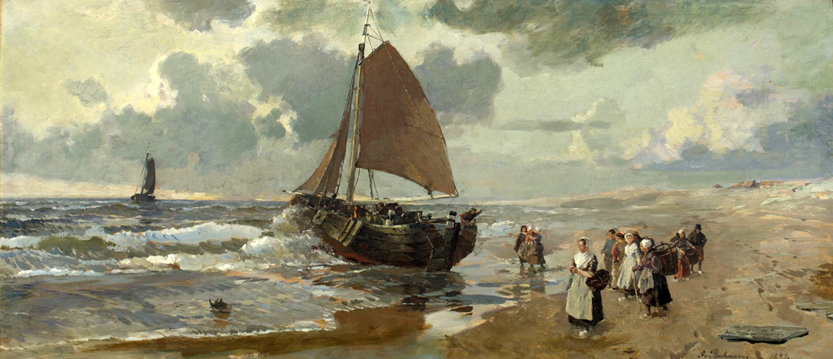 boats on the dutch sea shore